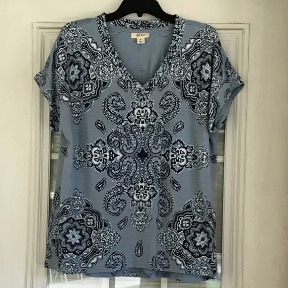 *SOLD* Style & Co. SS V-Neck Top, Blue, Sz XL - Picture 5 of 10